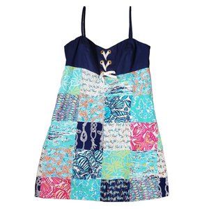 Lilly Pulitzer sz 14 Rilee Navy Sailor Patch Nautical A-Line Dress